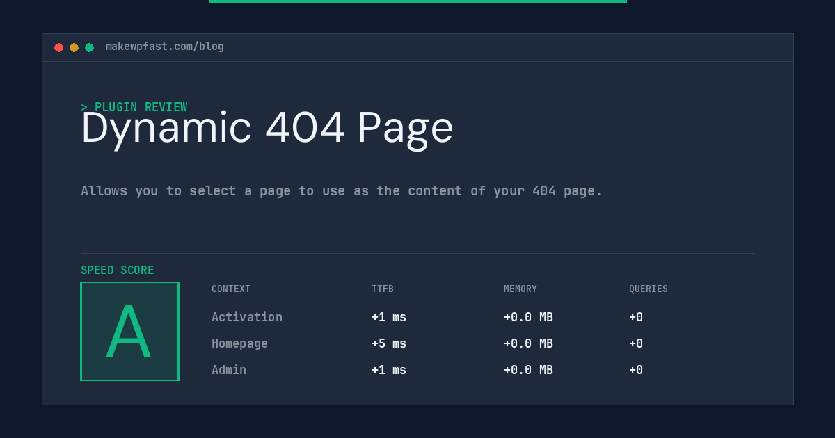 Dynamic 404 Page - MakeWPFast