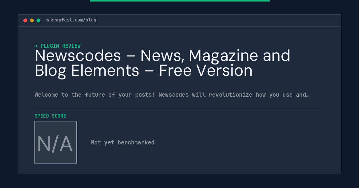 Newscodes – News, Magazine and Blog Elements – Free Version - MakeWPFast