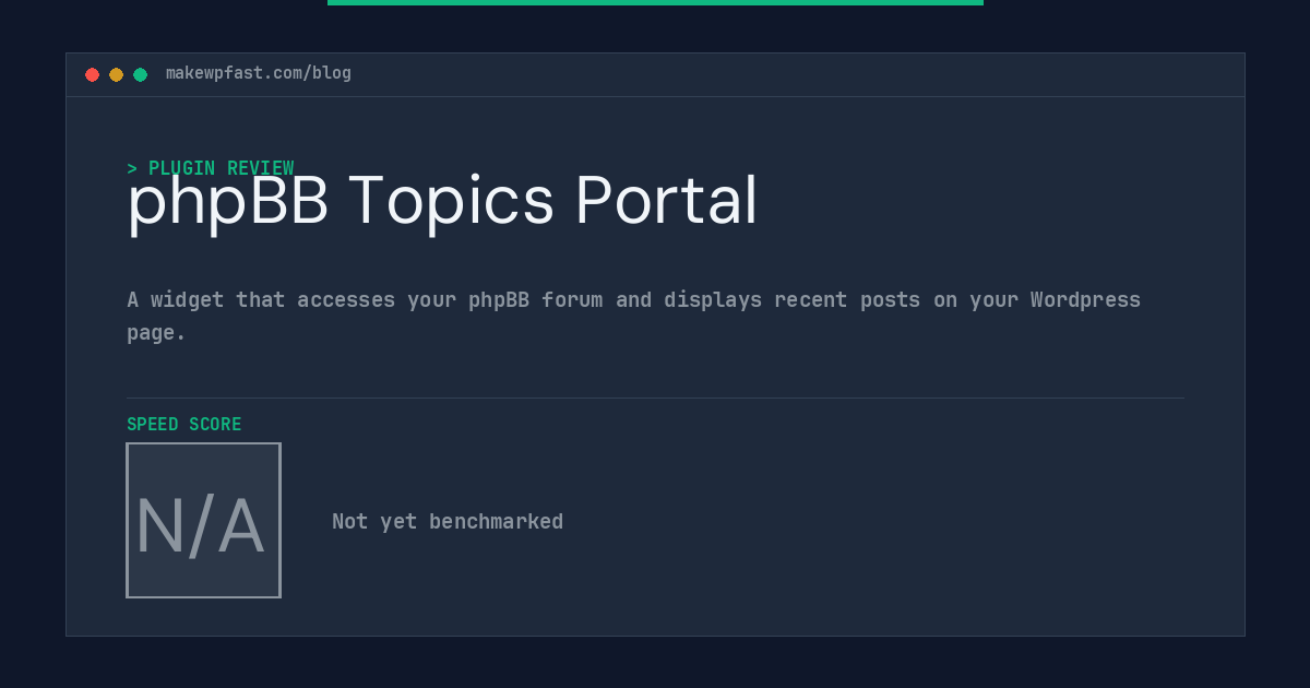 phpBB Topics Portal - MakeWPFast