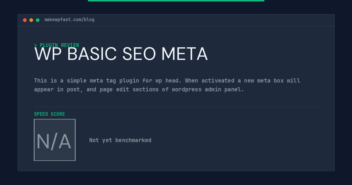 WP BASIC SEO META - MakeWPFast