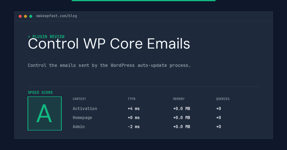 Control WP Core Emails - MakeWPFast