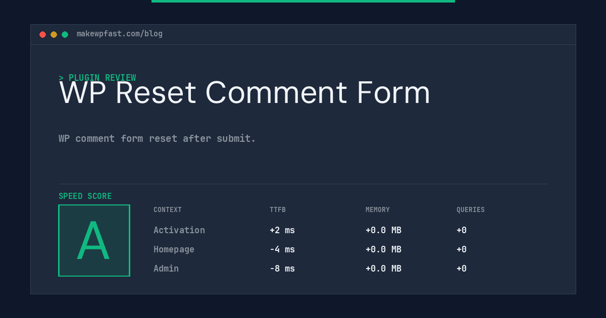 WP Reset Comment Form - MakeWPFast