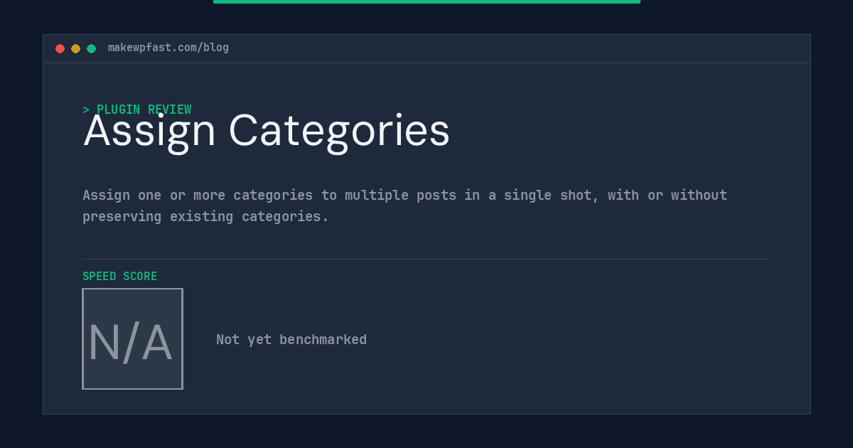 Assign Categories - MakeWPFast