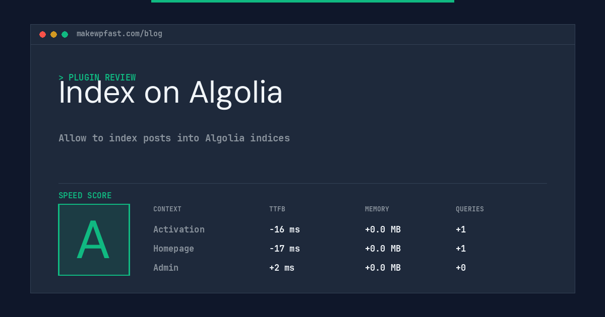 Index on Algolia - MakeWPFast