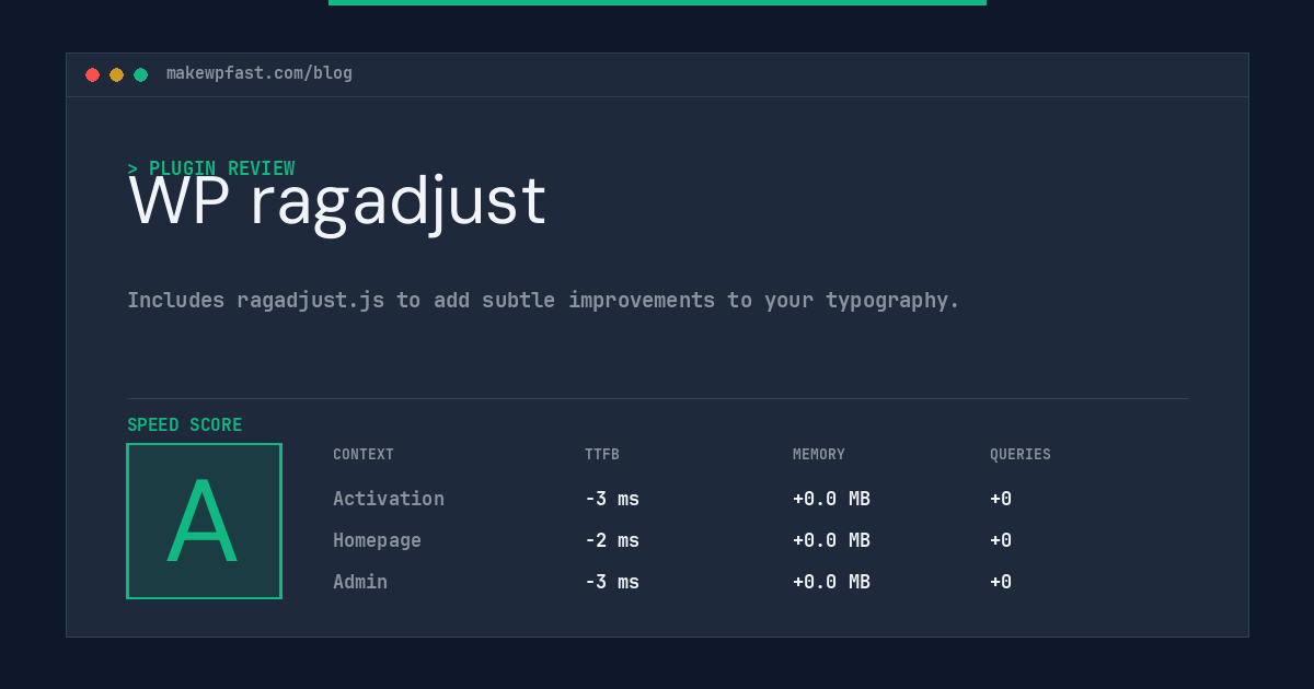 WP ragadjust - MakeWPFast