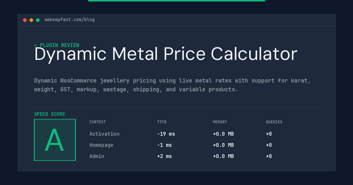 Dynamic Metal Price Calculator - MakeWPFast