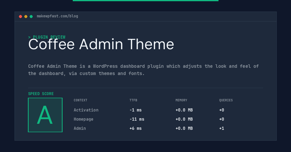 Coffee Admin Theme - MakeWPFast