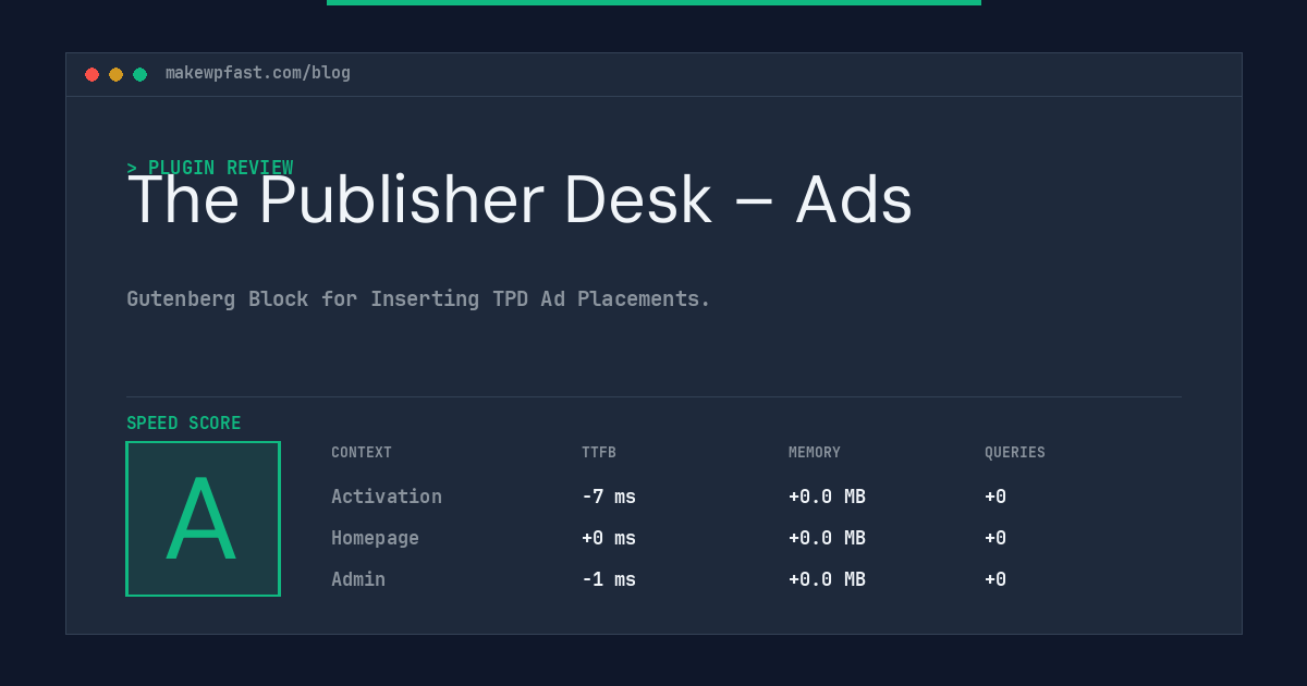 The Publisher Desk – Ads - MakeWPFast