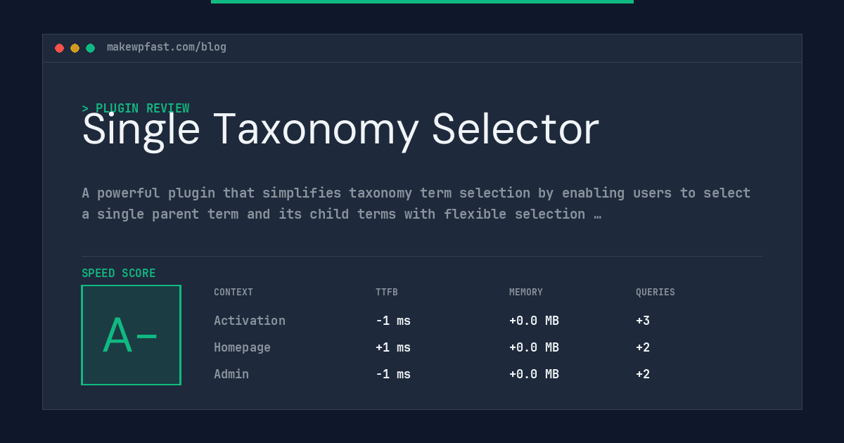 Single Taxonomy Selector - MakeWPFast