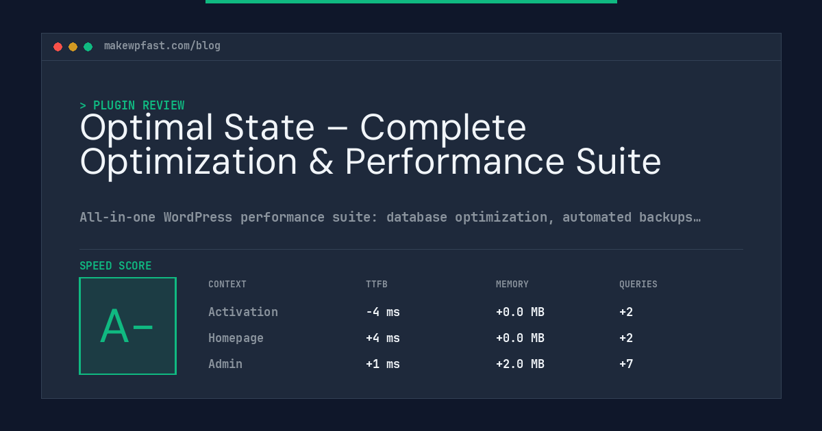 Optimal State – Complete Optimization & Performance Suite - MakeWPFast