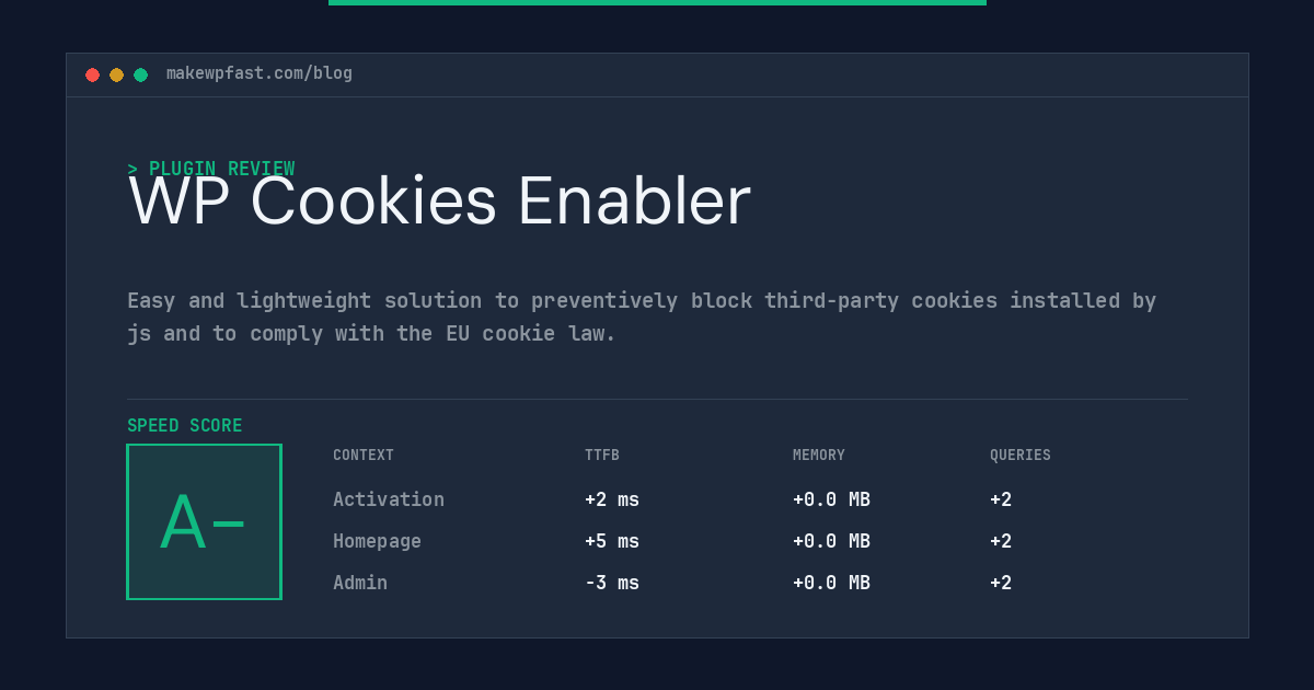 WP Cookies Enabler - MakeWPFast