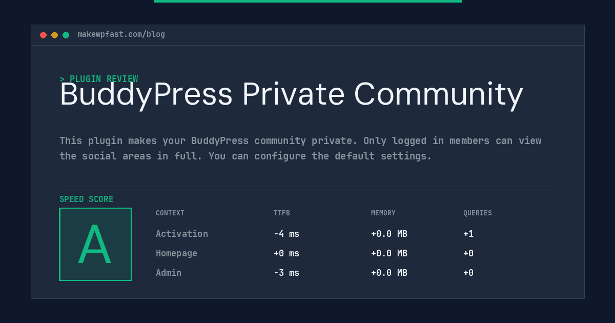 BuddyPress Private Community - MakeWPFast