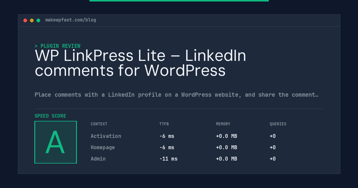 WP LinkPress Lite – LinkedIn comments for WordPress - MakeWPFast