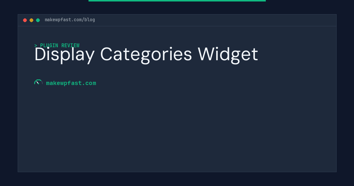 Display Categories Widget - MakeWPFast
