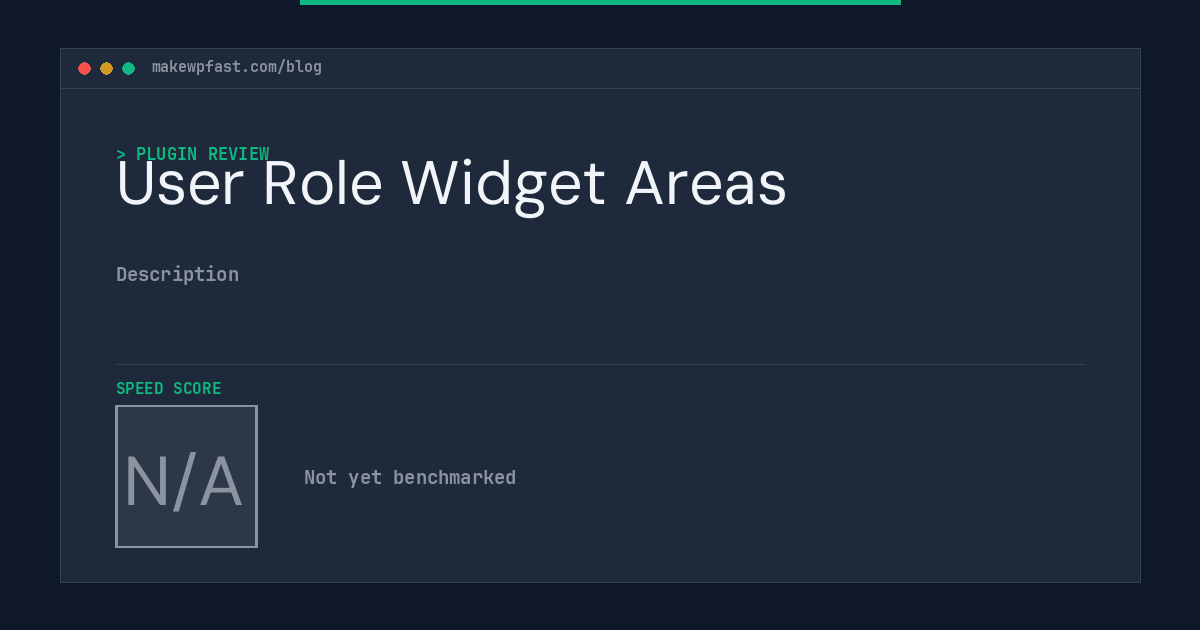 User Role Widget Areas - MakeWPFast