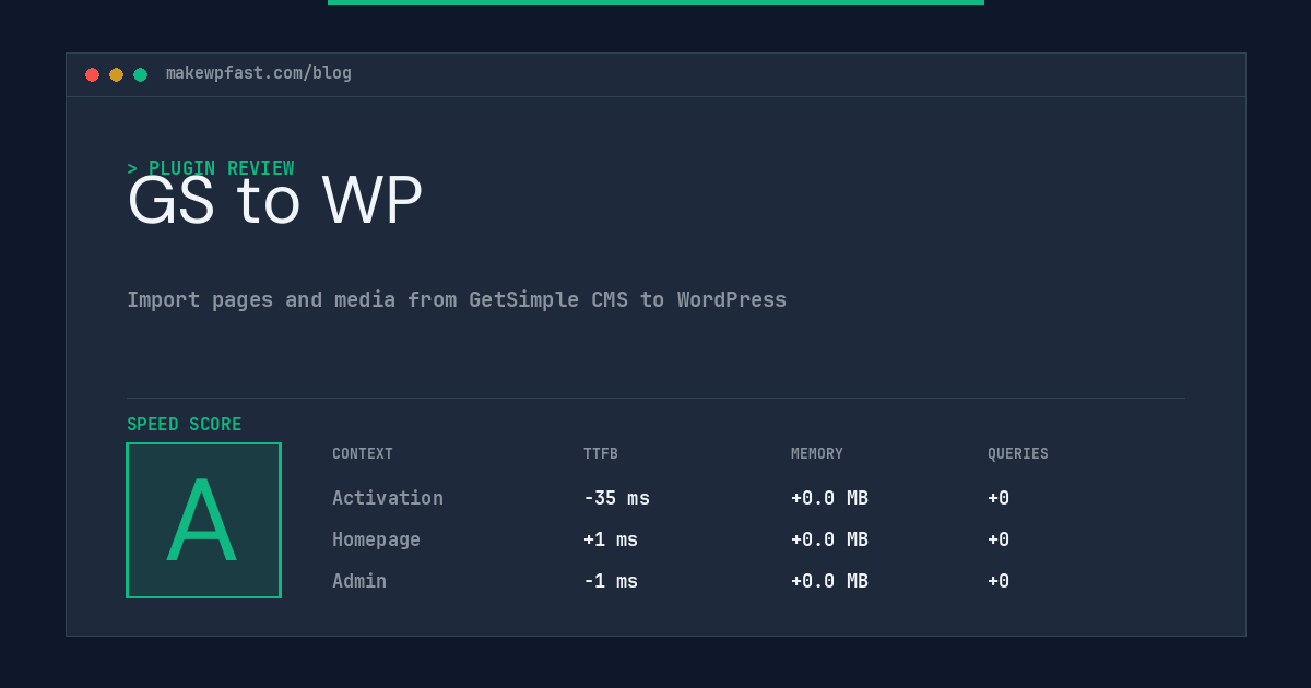 GS to WP - MakeWPFast