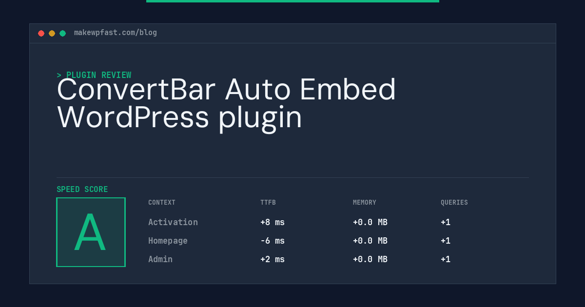 ConvertBar Auto Embed WordPress plugin - MakeWPFast