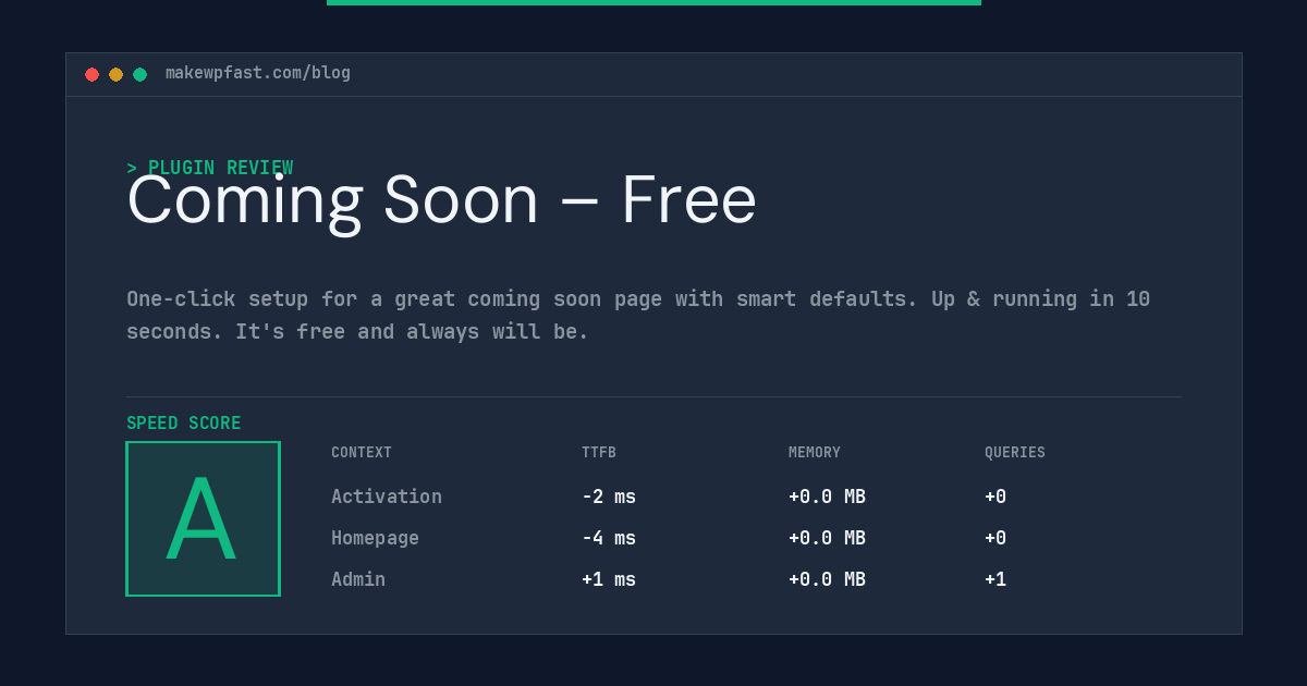 Coming Soon – Free - MakeWPFast
