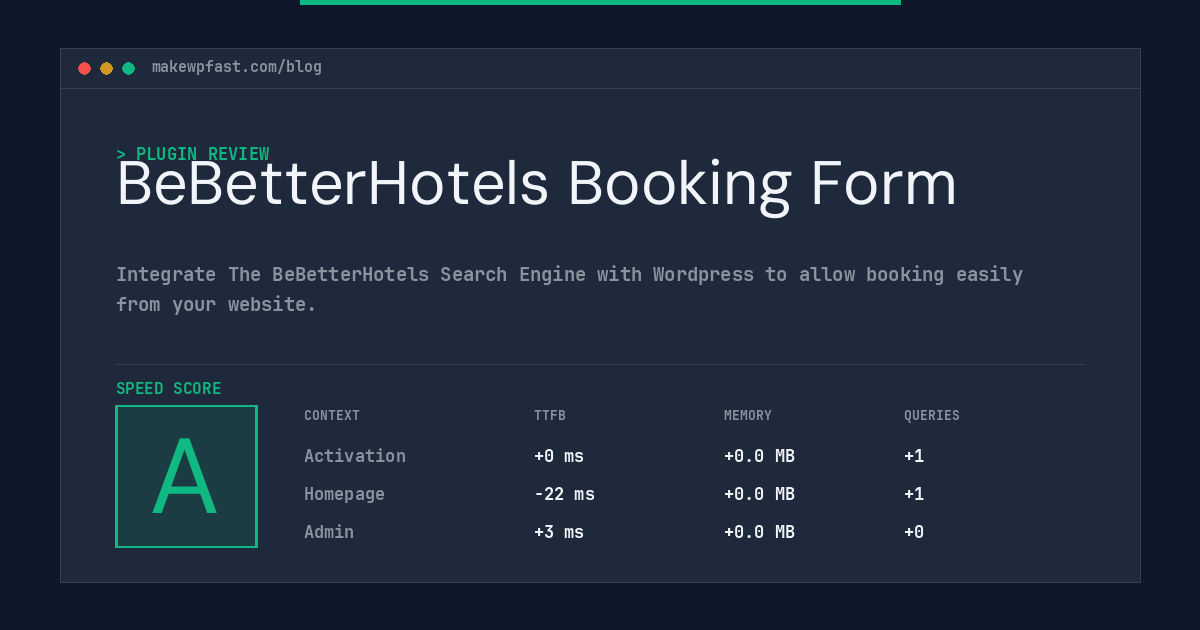 BeBetterHotels Booking Form - MakeWPFast