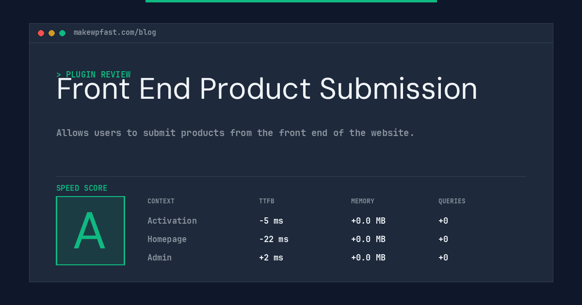 Front End Product Submission - MakeWPFast