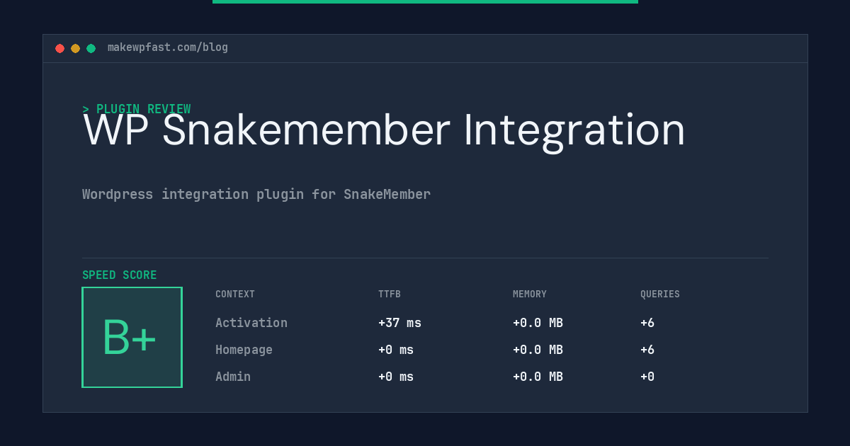 WP Snakemember Integration - MakeWPFast