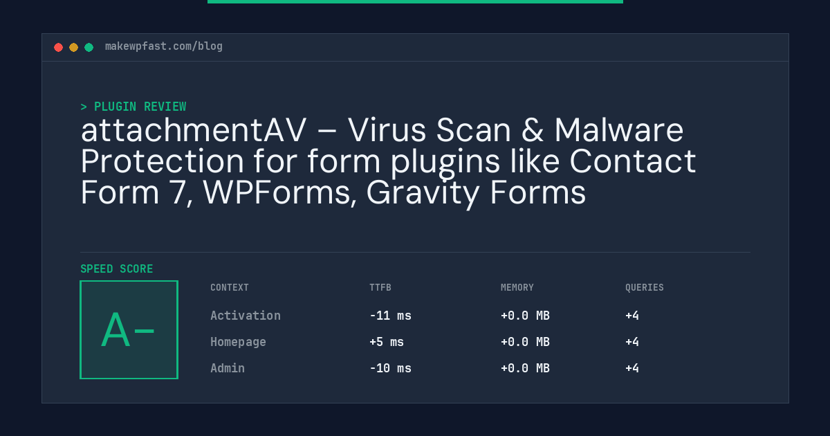 attachmentAV – Virus Scan & Malware Protection for form plugins like Contact Form 7, WPForms, Gravity Forms - MakeWPFast