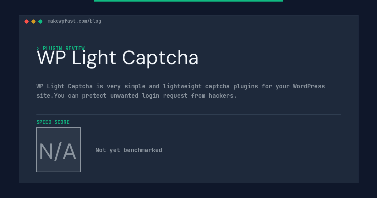 WP Light Captcha - MakeWPFast