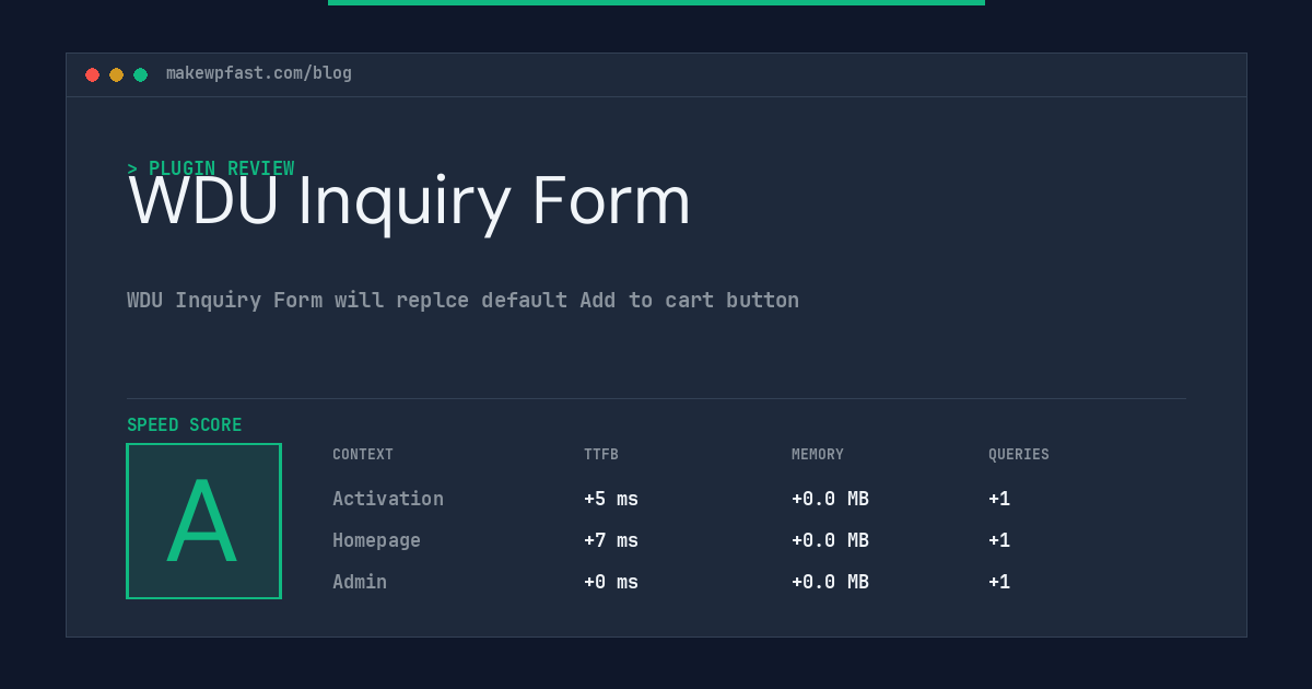 WDU Inquiry Form - MakeWPFast