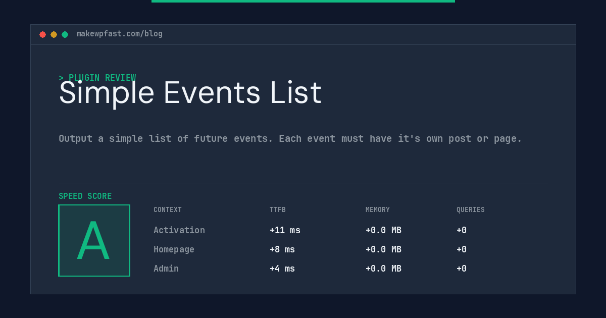 Simple Events List - MakeWPFast