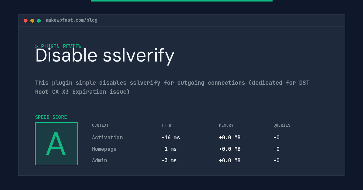 Disable sslverify - MakeWPFast