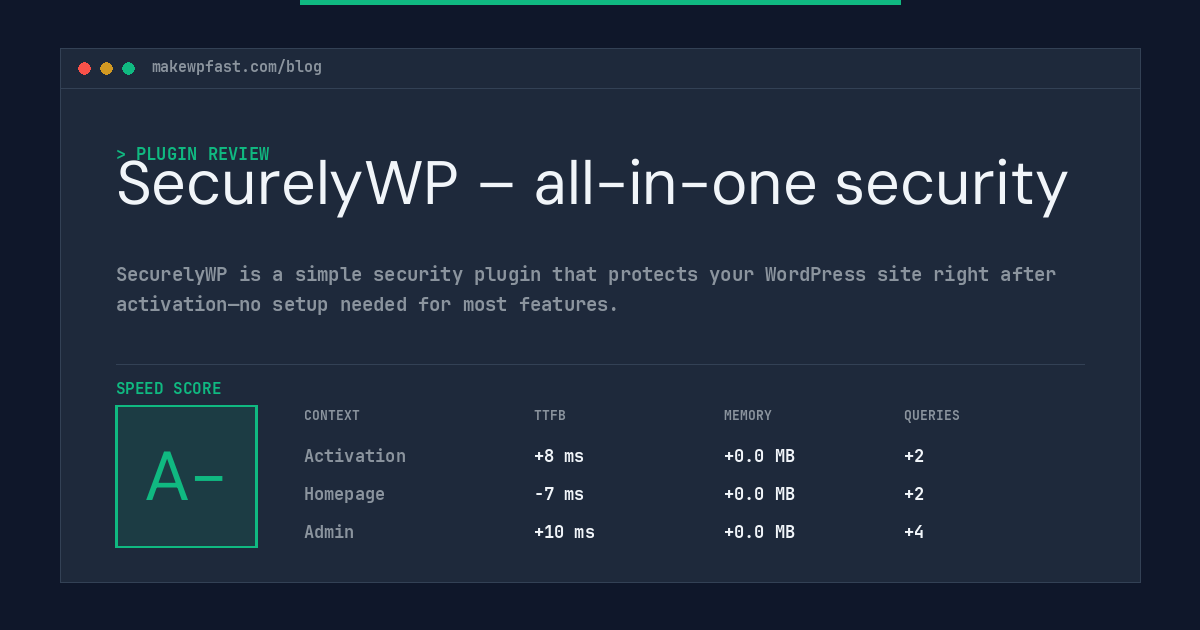 SecurelyWP – all-in-one security - MakeWPFast
