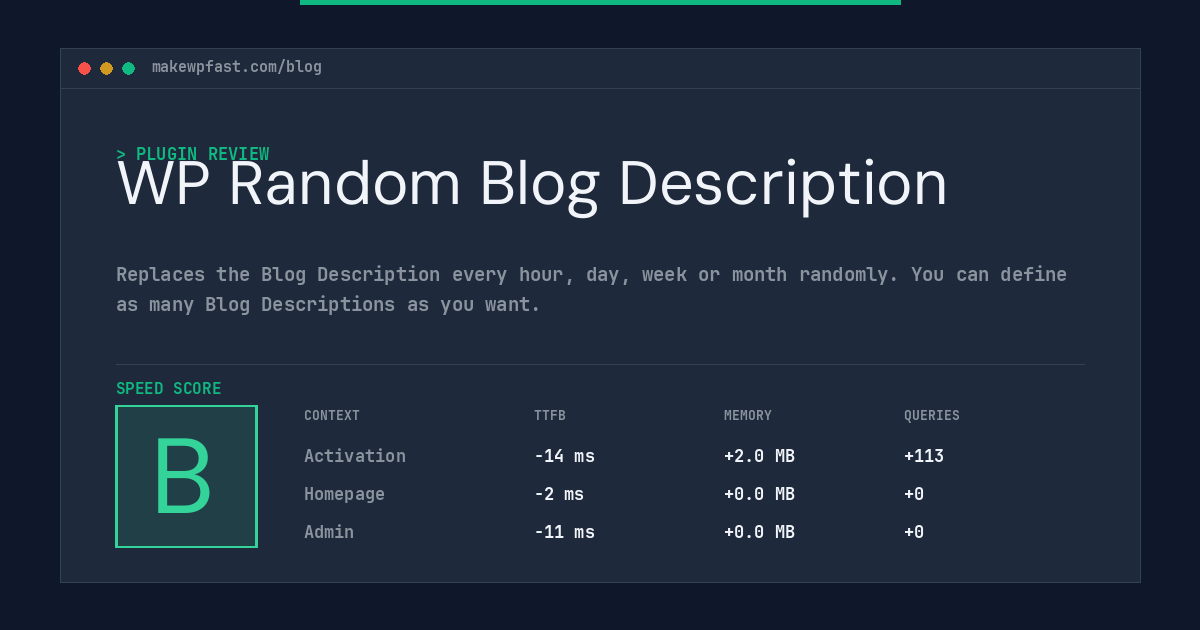 WP Random Blog Description - MakeWPFast