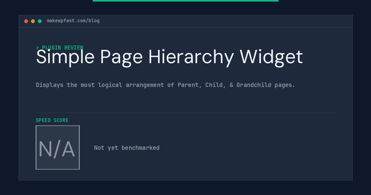 Simple Page Hierarchy Widget - MakeWPFast