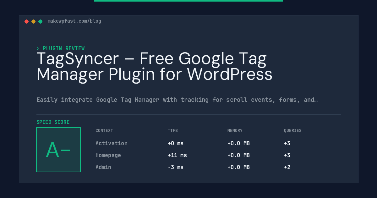 TagSyncer – Free Google Tag Manager Plugin for WordPress - MakeWPFast