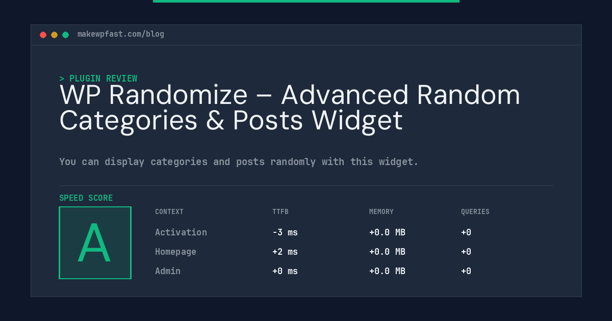 WP Randomize – Advanced Random Categories & Posts Widget - MakeWPFast