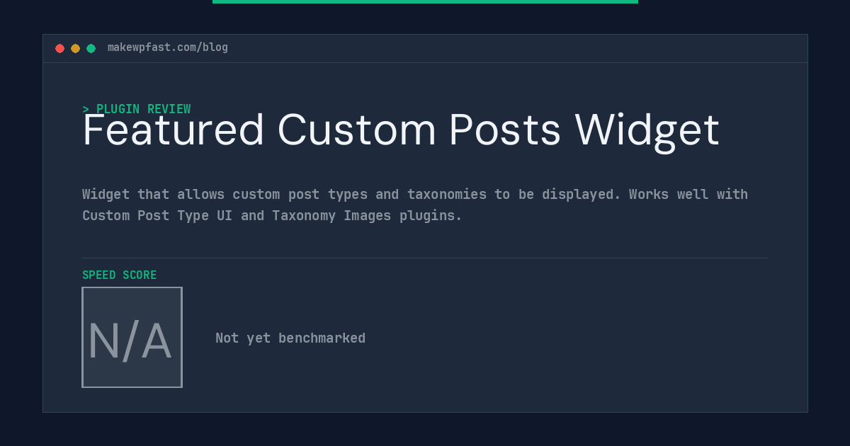 Featured Custom Posts Widget - MakeWPFast