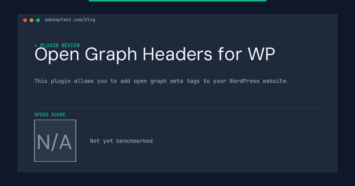 Open Graph Headers for WP - MakeWPFast