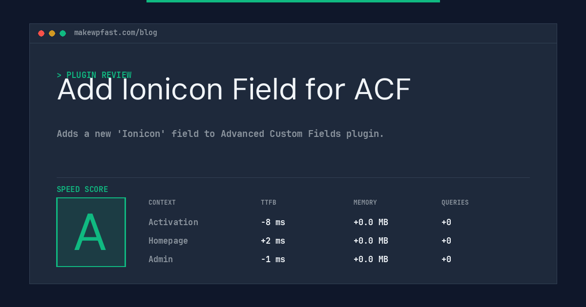 Add Ionicon Field for ACF - MakeWPFast
