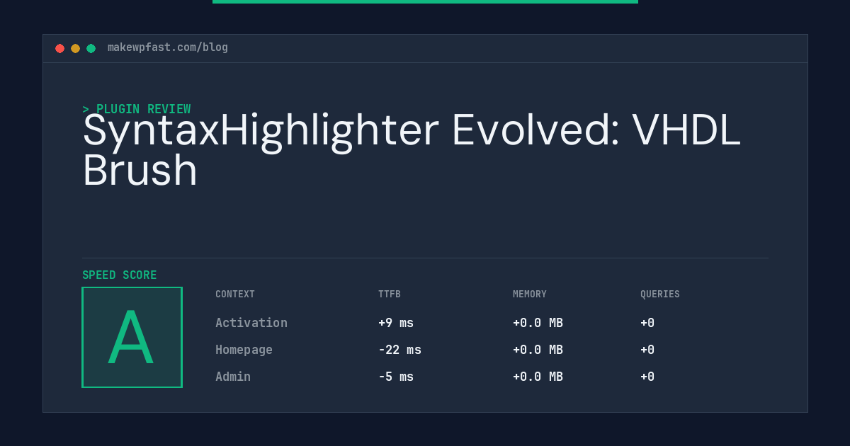 SyntaxHighlighter Evolved: VHDL Brush - MakeWPFast