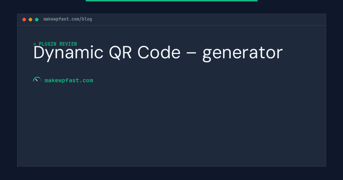 Dynamic QR Code – generator - MakeWPFast