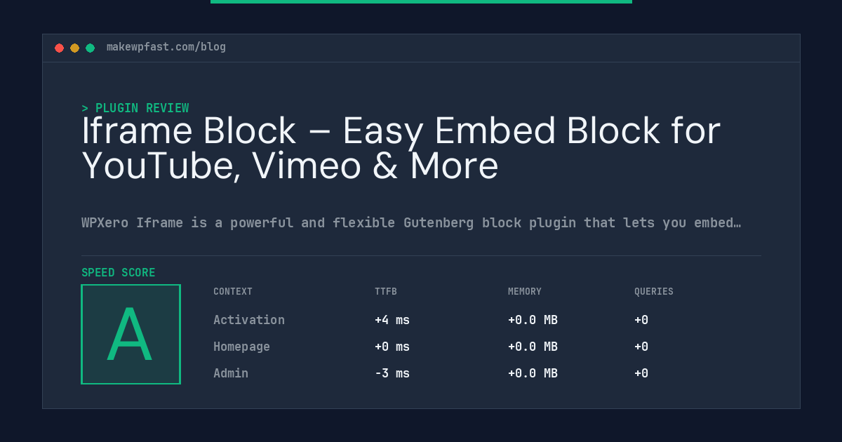Iframe Block – Easy Embed Block for YouTube, Vimeo & More - MakeWPFast