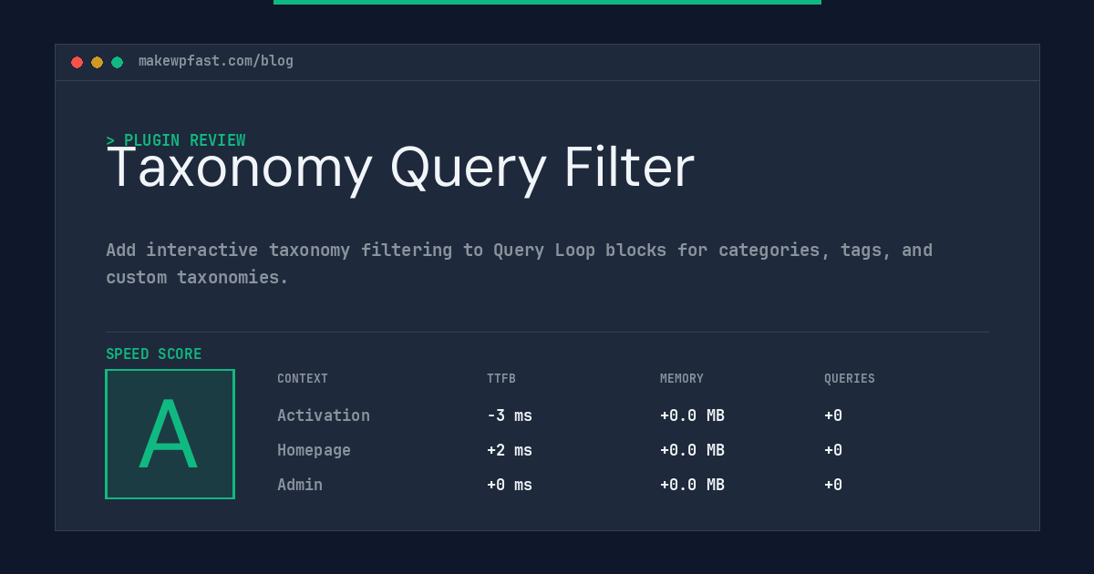 Taxonomy Query Filter - MakeWPFast