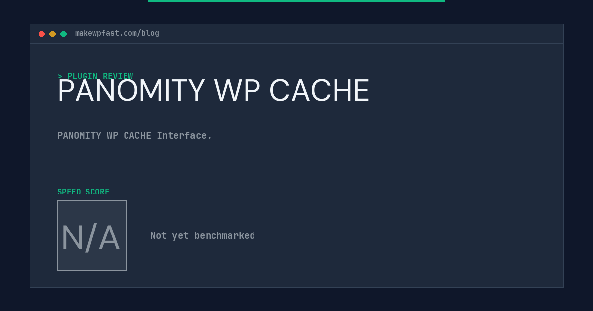PANOMITY WP CACHE - MakeWPFast