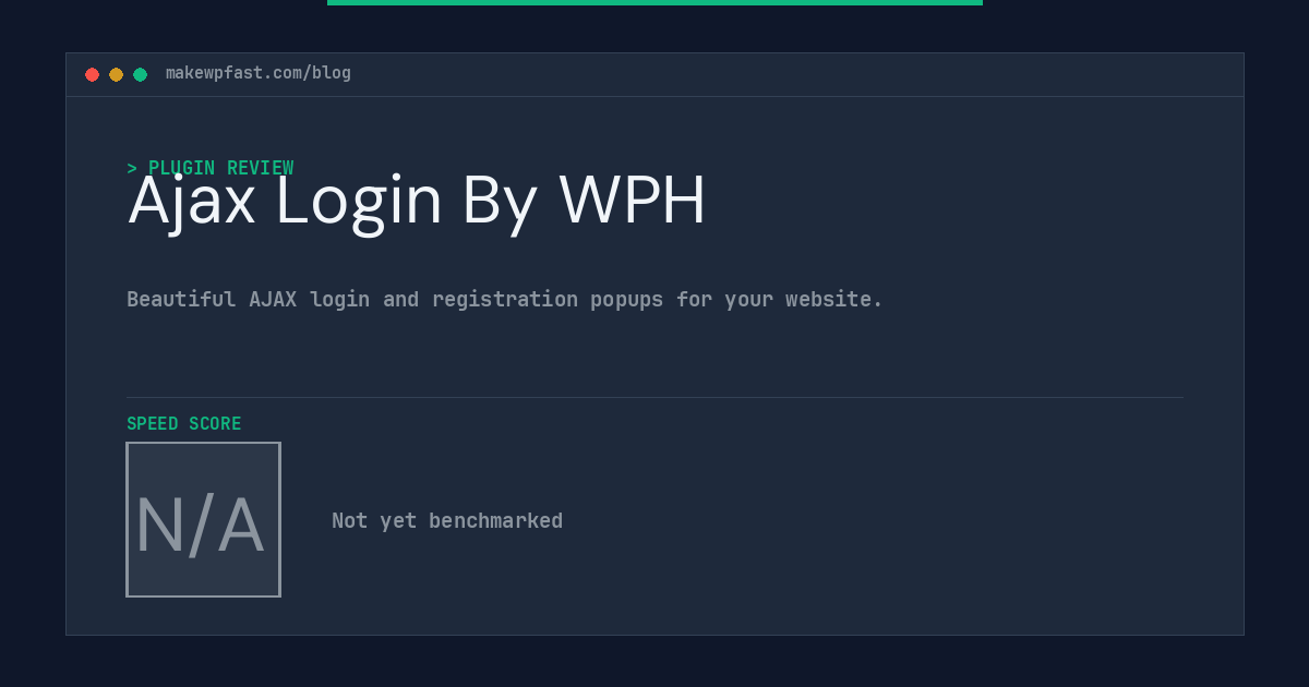 Ajax Login By WPH - MakeWPFast