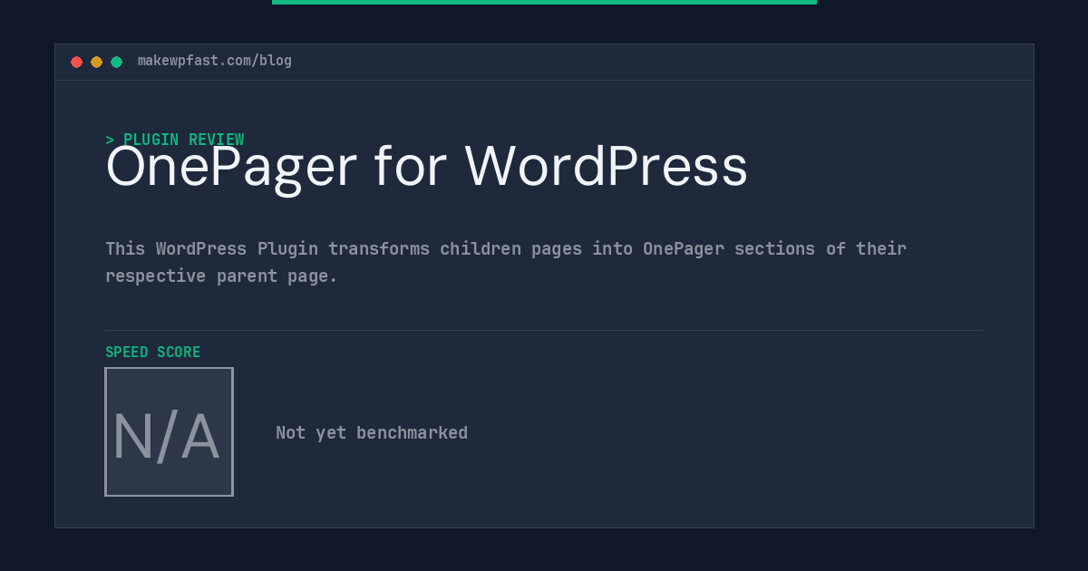 OnePager for WordPress - MakeWPFast
