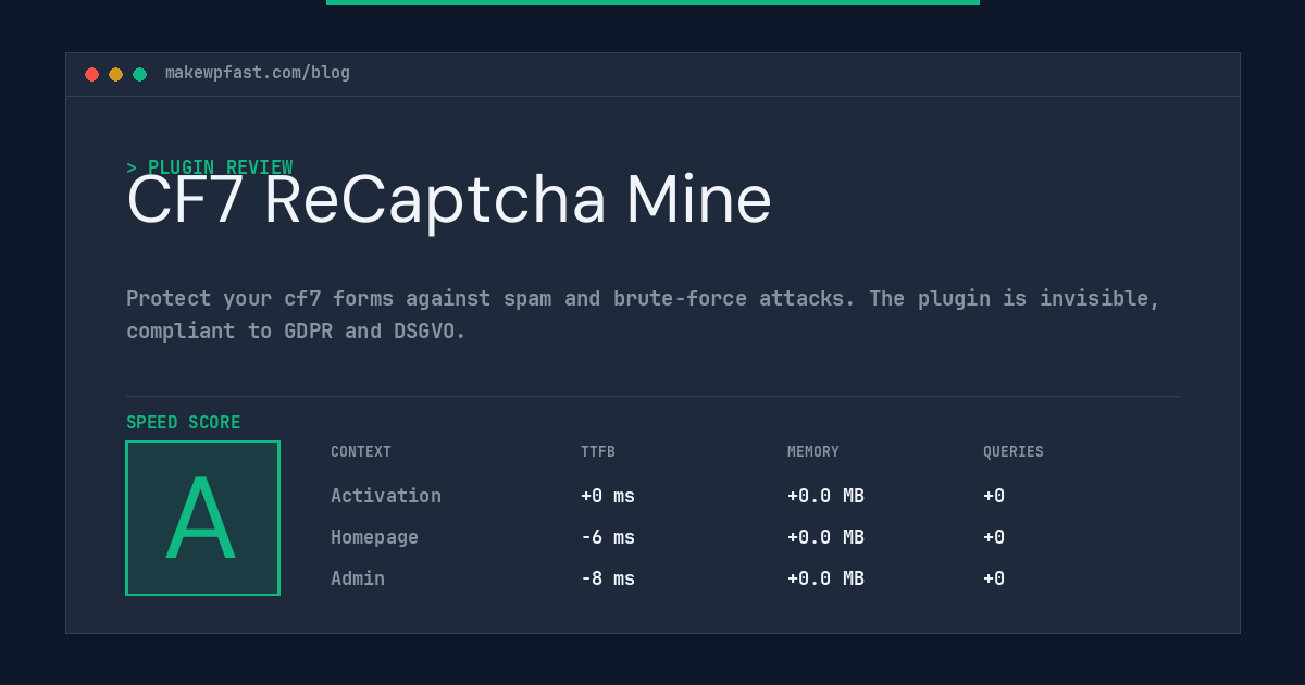 CF7 ReCaptcha Mine - MakeWPFast