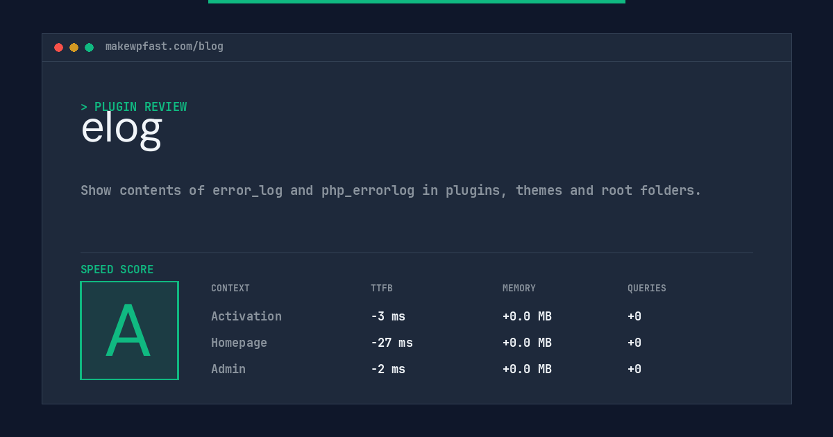 elog - MakeWPFast