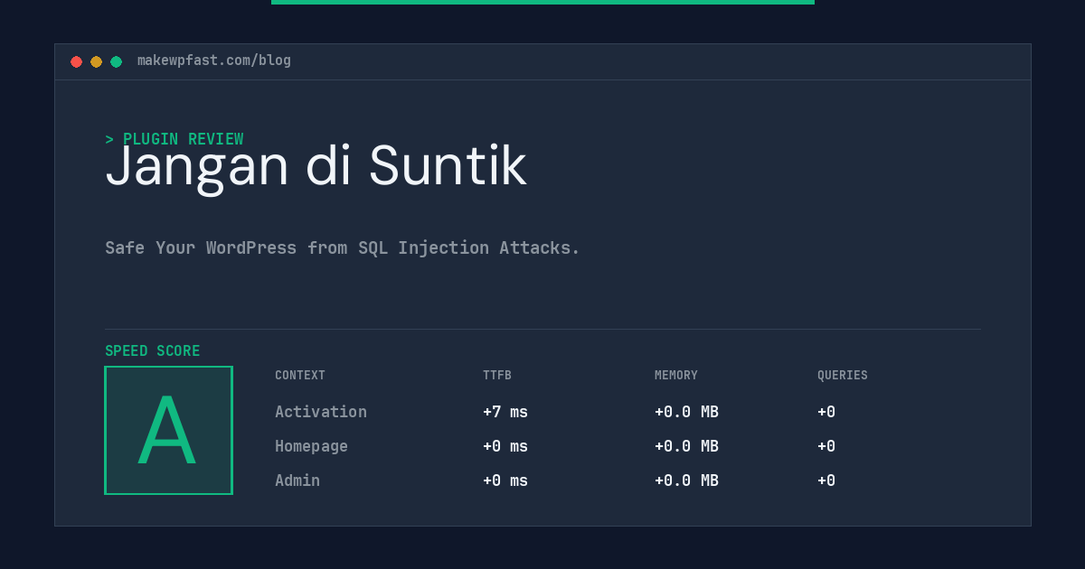 Jangan di Suntik - MakeWPFast