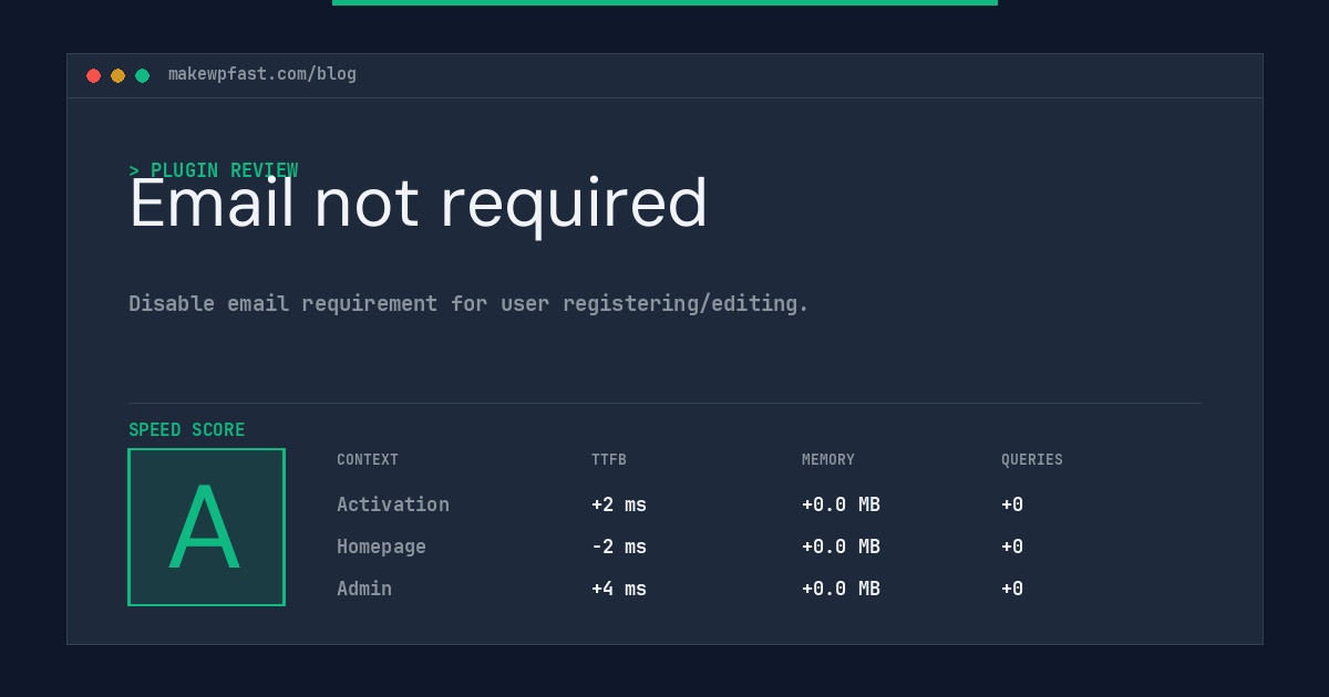 Email not required - MakeWPFast
