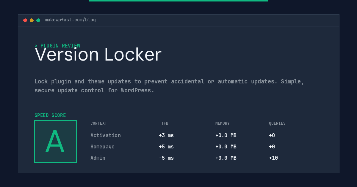 Version Locker - MakeWPFast